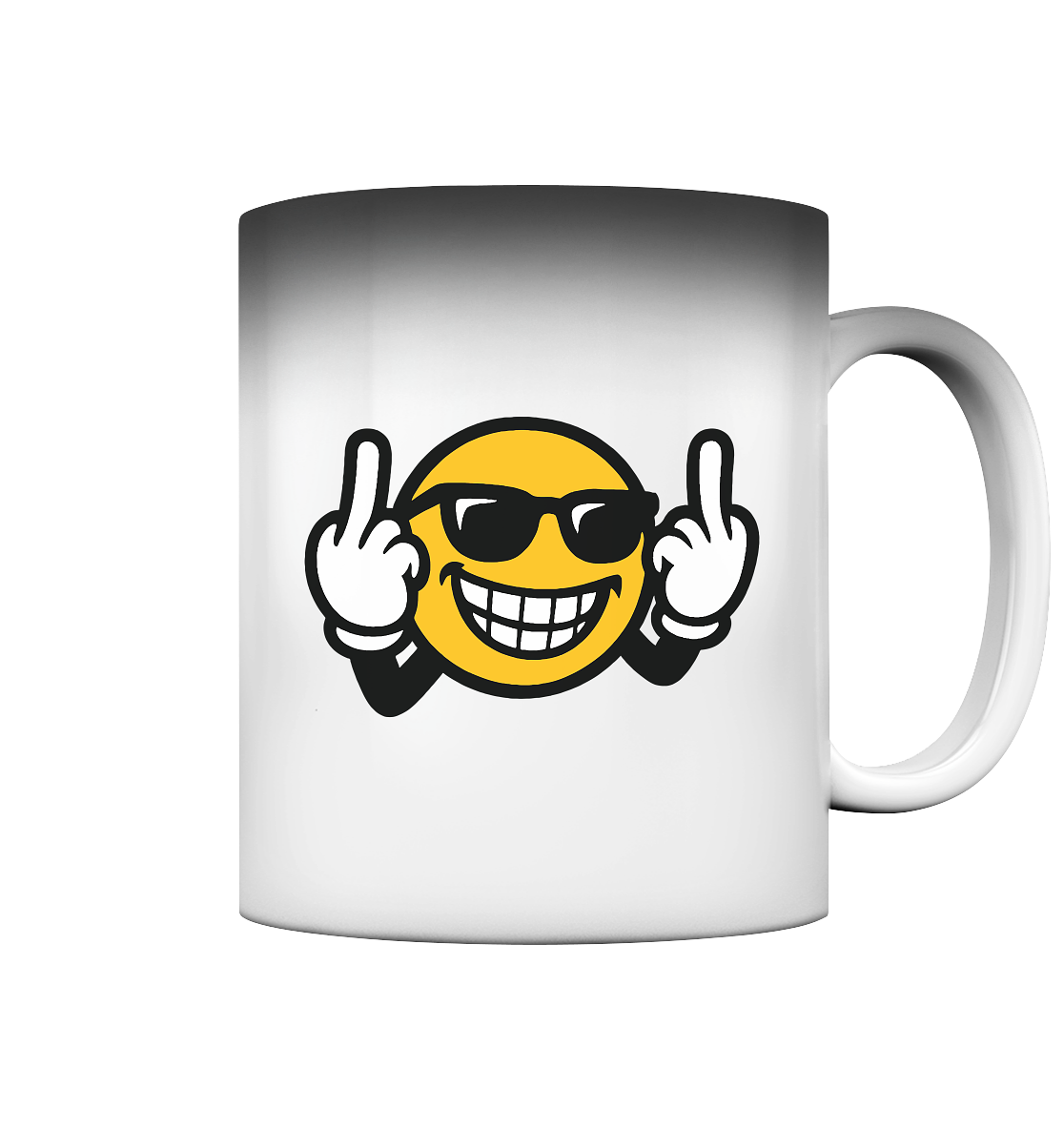 Smiley mit Mittelfinger – Nett lächeln. Weitergehen. - Magic Mug