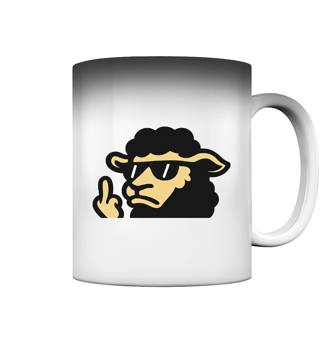 Schwarzes Schaf mit Mittelfinger – Lieber auffallen als mitlaufen - Magic Mug