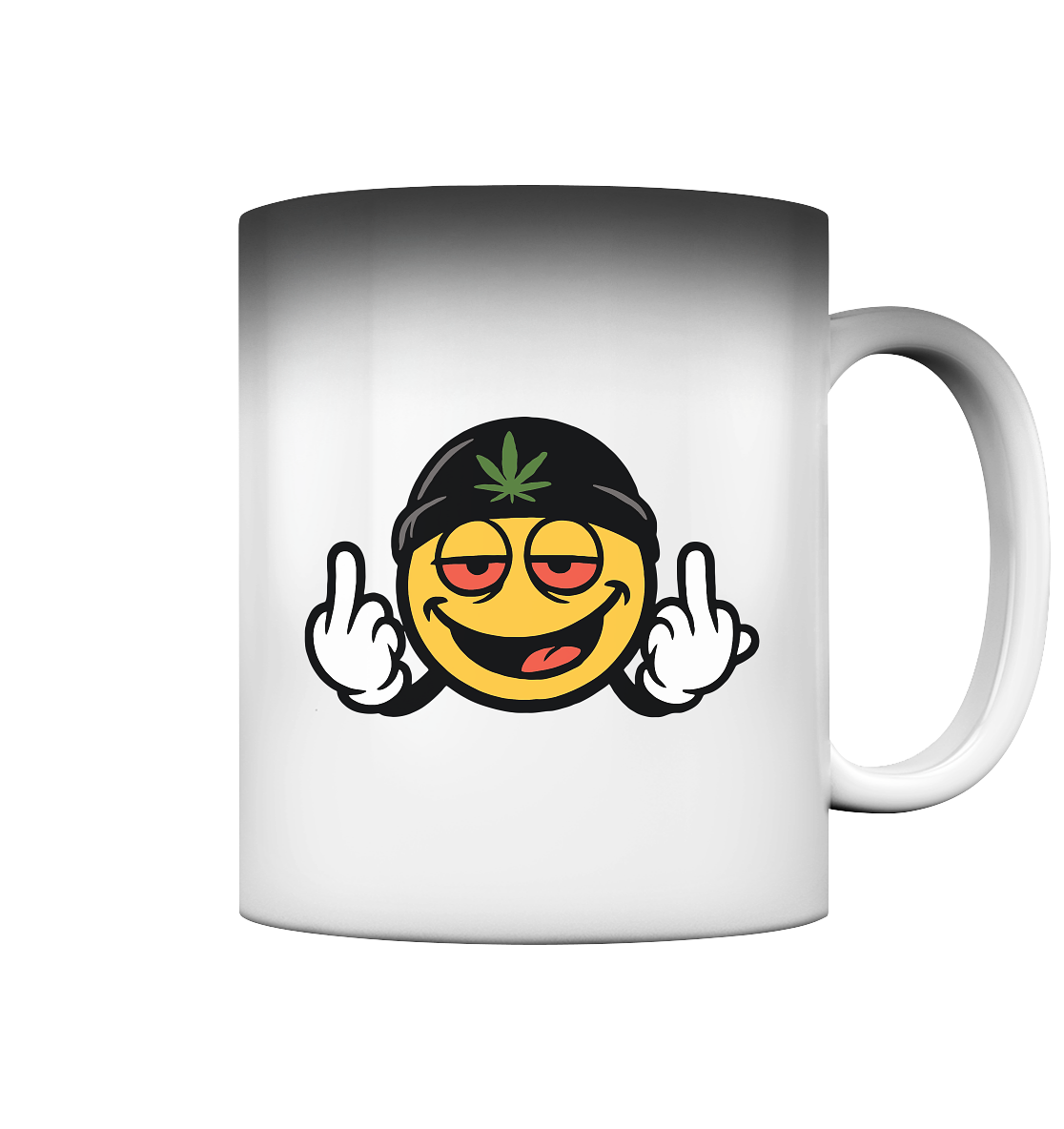 Smiley mit Mittelfinger – Lächeln. Ziehen. Grenzen setzen. - Magic Mug