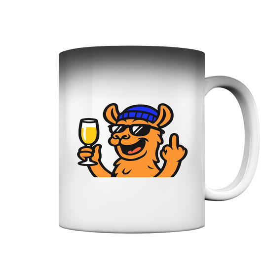 Lama mit Mittelfinger – Der ultimative Stoppschild für Laberer - Magic Mug