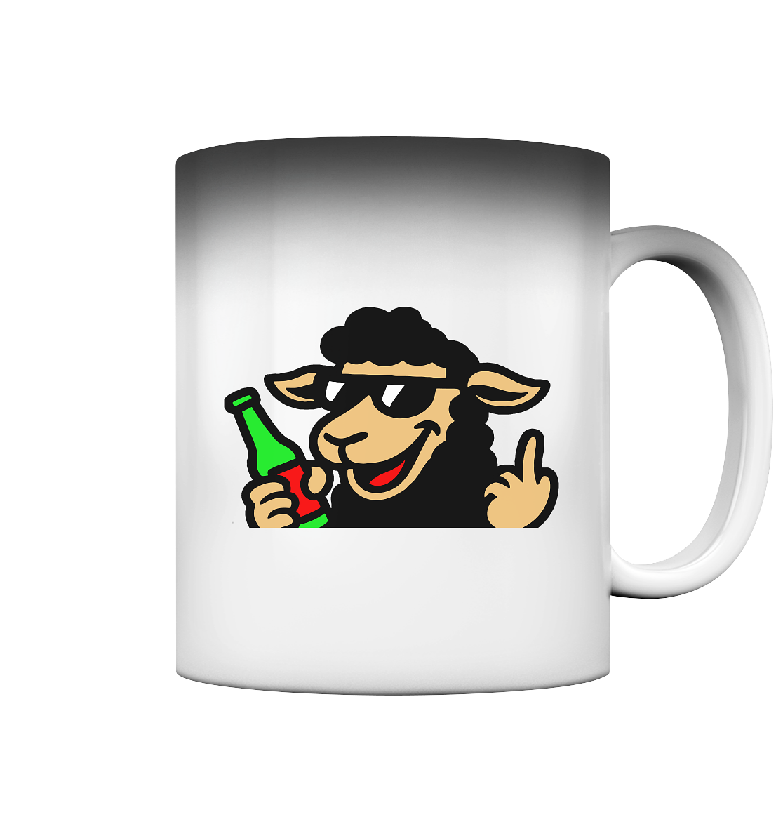 Schaf mit Mittelfinger im Partymodus – Zu viel Konfetti, zu wenig Geduld - Magic Mug