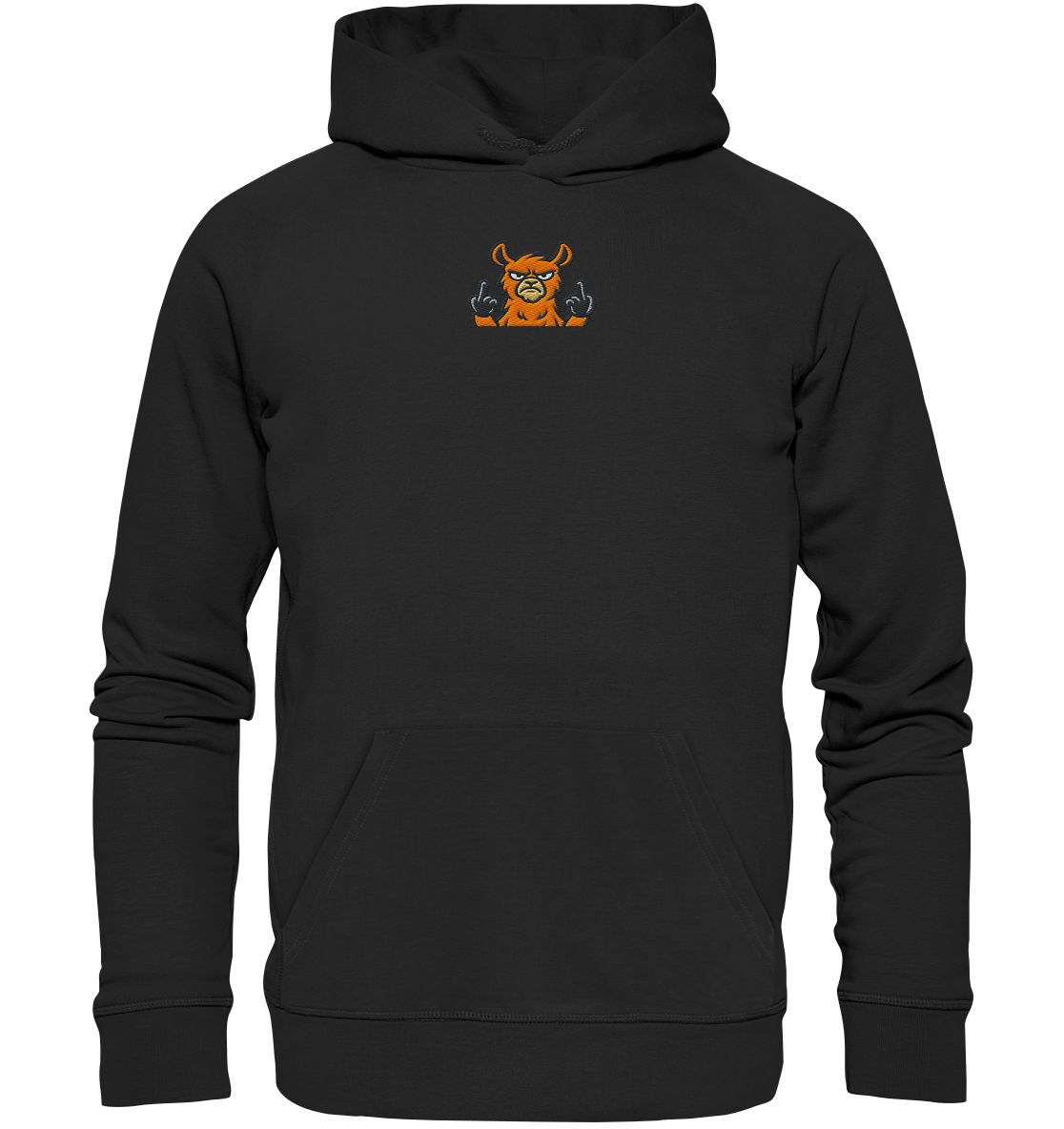 Lama mit Mittelfinger – Das Modeaccessoire für klare Kante und Ruhe - Organic Hoodie (Stick)