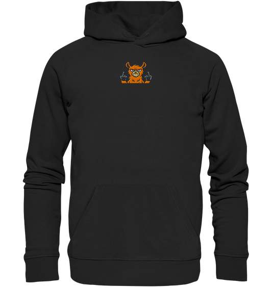 Lama mit Mittelfinger – Das Modeaccessoire für klare Kante und Ruhe - Organic Hoodie (Stick)