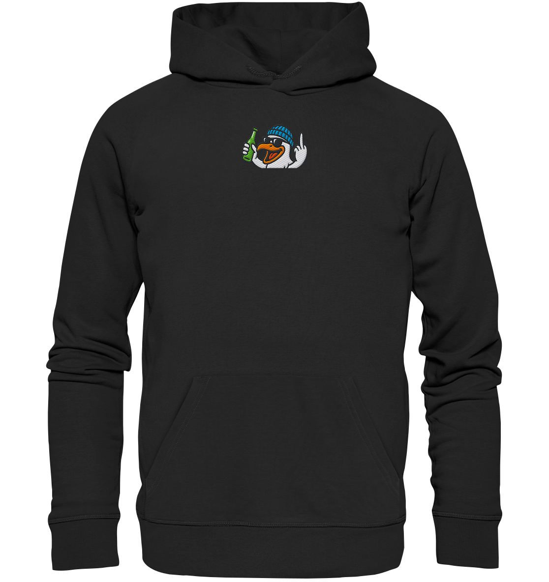 Möwe mit Mittelfinger – Der fliegende Cocktail der Verweigerung - Organic Hoodie (Stick)