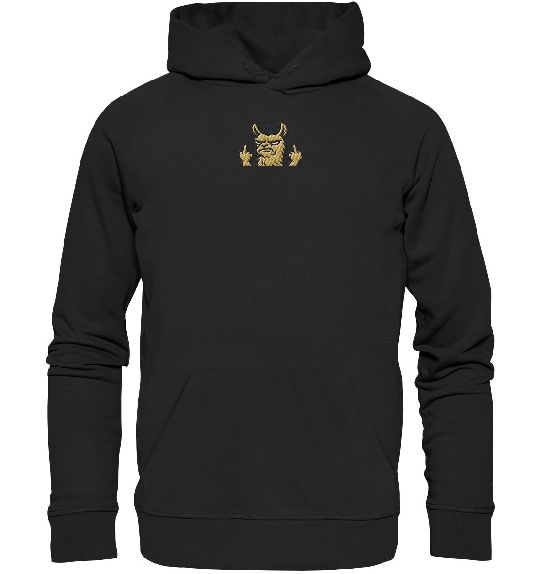 Lama mit Mittelfinger – Dein Mode-Statement gegen soziale Überforderung - Organic Hoodie (Stick)