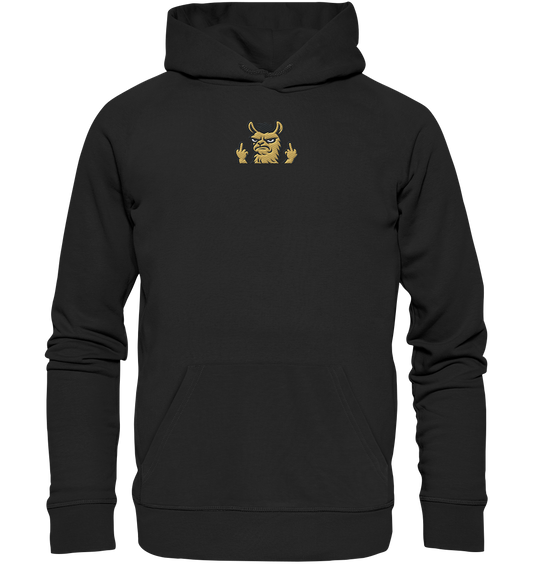 Lama mit Mittelfinger – Dein Mode-Statement gegen soziale Überforderung - Organic Hoodie (Stick)