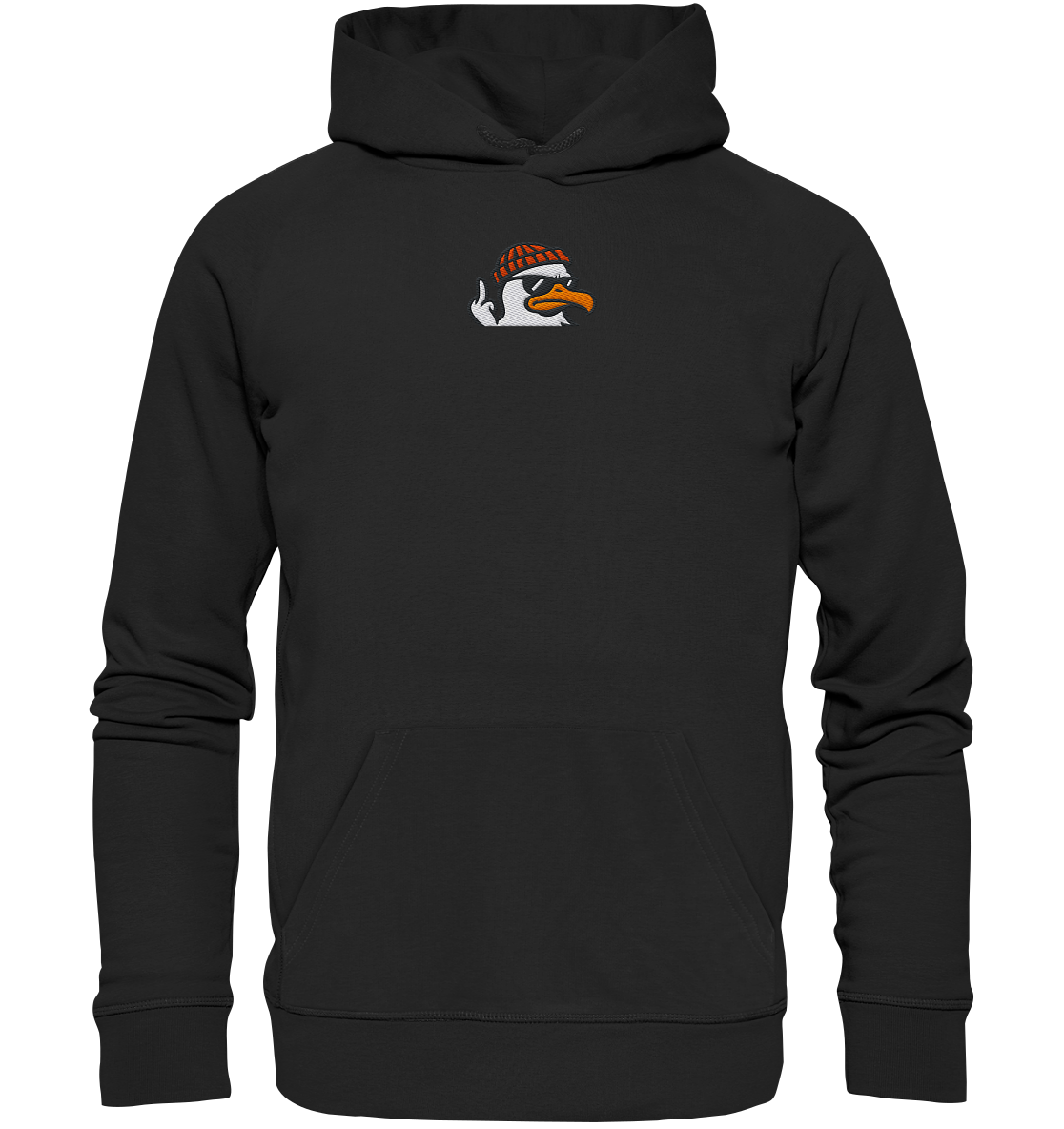 Möwe mit Mittelfinger – Klarstellung in Federform - Organic Hoodie (Stick)