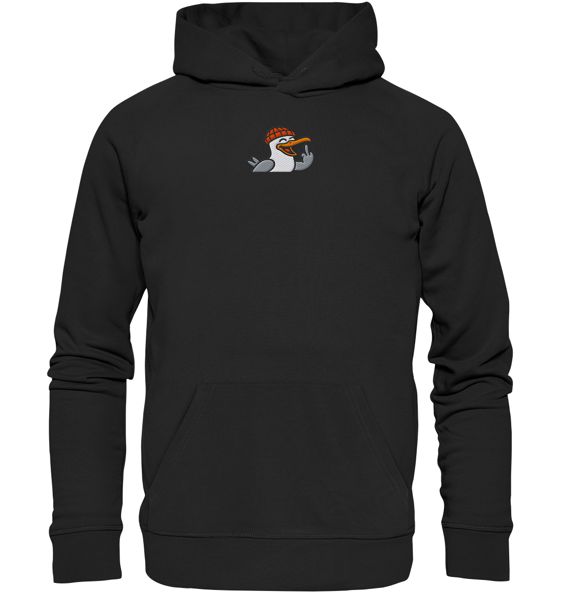 Möwe mit Mittelfinger – Wenn Höflichkeit keine Option mehr ist  - Organic Hoodie (Stick)