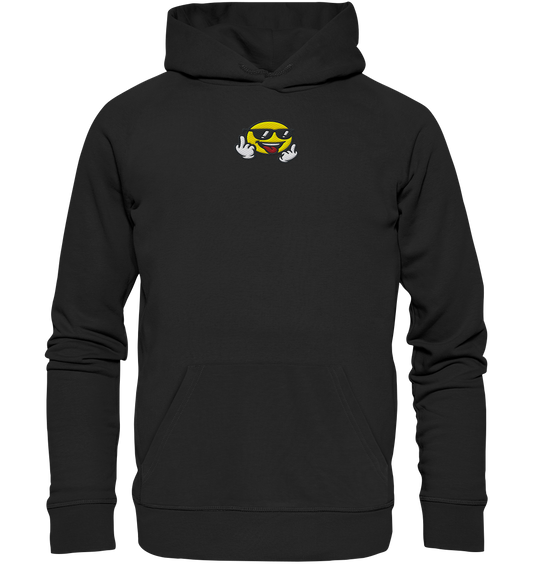 Smiley mit Mittelfinger – Der freundlichste Mittelfinger der Welt - Organic Hoodie (Stick)