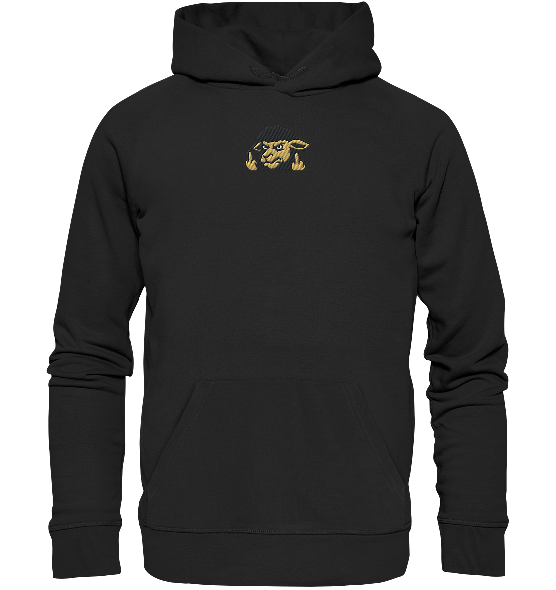 Schwarzes Schaf mit Mittelfinger – Für alle, die nicht dazugehören wollen - Organic Hoodie (Stick)