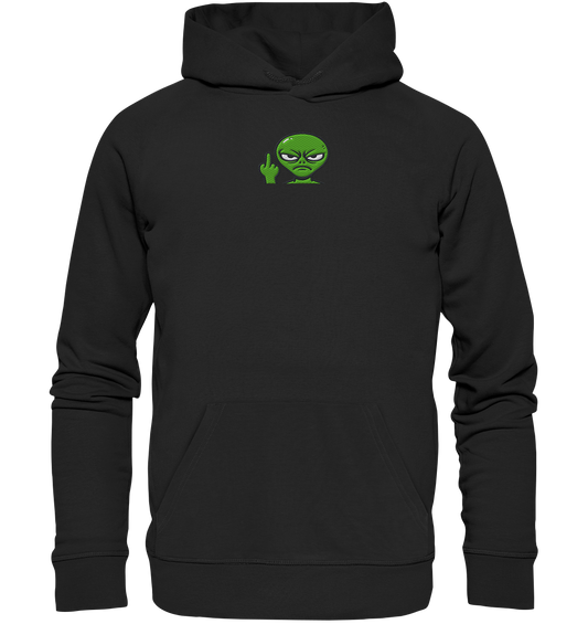Alien mit Mittelfinger – Erdleben ist kein Ponyhof - Organic Hoodie (Stick)