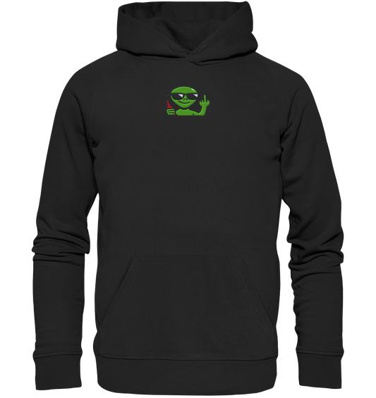 Alien mit Mittelfinger – Der Club gehört den Sternen - Organic Hoodie (Stick)