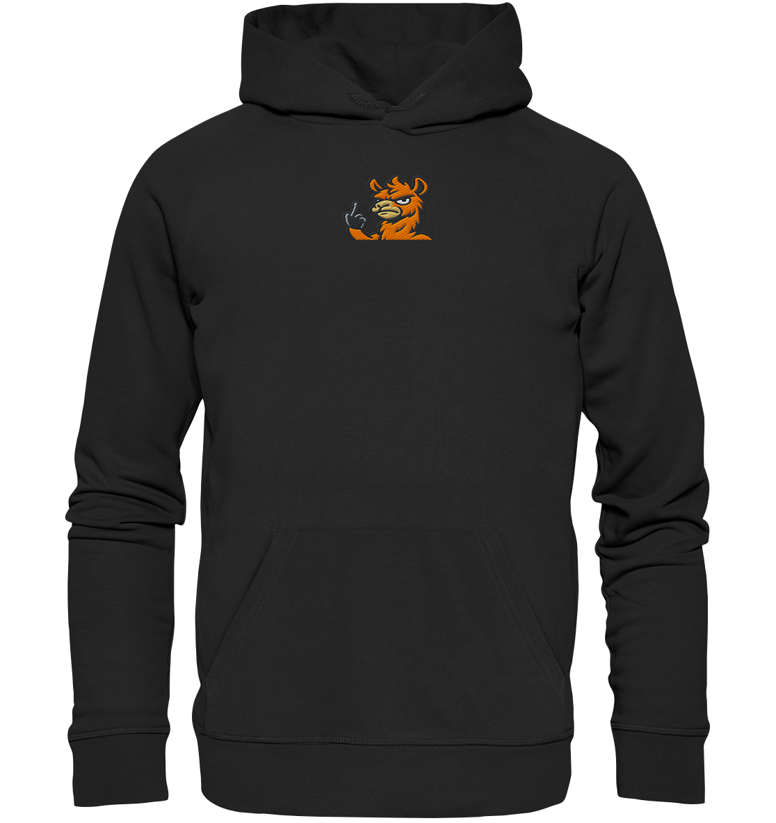Lama mit Mittelfinger – Meditation auf Abwehrmodus - Organic Hoodie (Stick)
