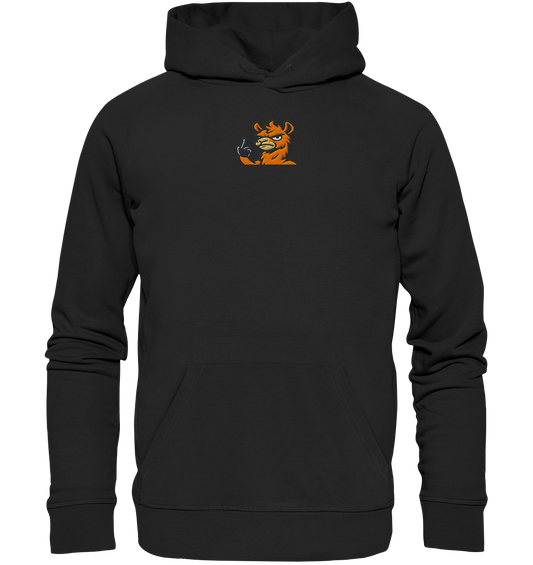 Lama mit Mittelfinger – Meditation auf Abwehrmodus - Organic Hoodie (Stick)
