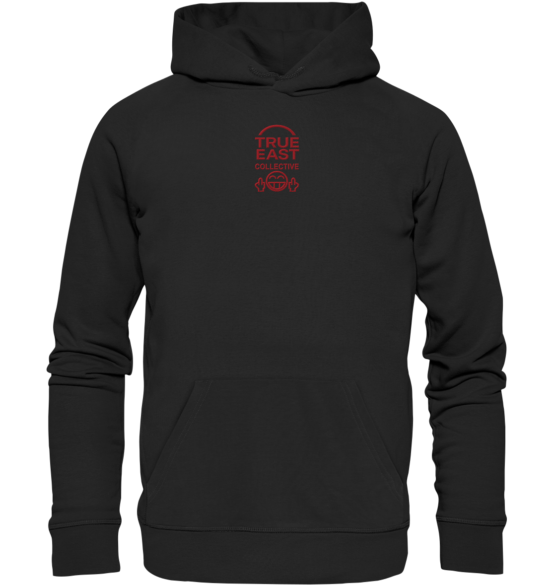 True East Logo & Doppelfinger-Smiley – Lächeln, aber lass stecken - Organic Hoodie (Stick)