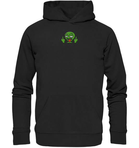 Alien mit Mittelfinger – Ich will nach Hause, aber erst flippe ich euch noch - Organic Hoodie (Stick)