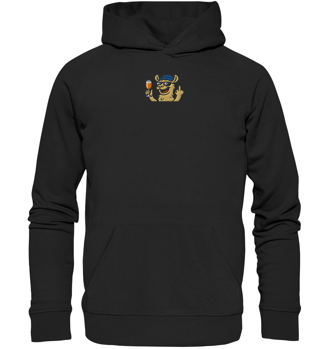 Lama mit Mittelfinger – Der ultimative Stoppschild für Laberer - Organic Hoodie (Stick)