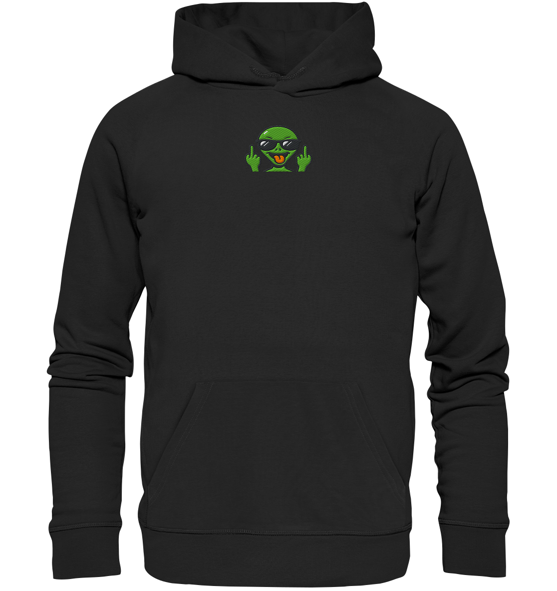 Alien mit Mittelfinger – Grüße vom Planeten Genervt - Organic Hoodie (Stick)