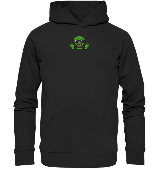 Alien mit Mittelfinger – Grüße vom Planeten Genervt - Organic Hoodie (Stick)