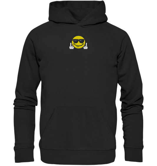 Smiley mit Mittelfinger – Gute Laune. Schlechte Laune. Klar geregelt. - Organic Hoodie (Stick)