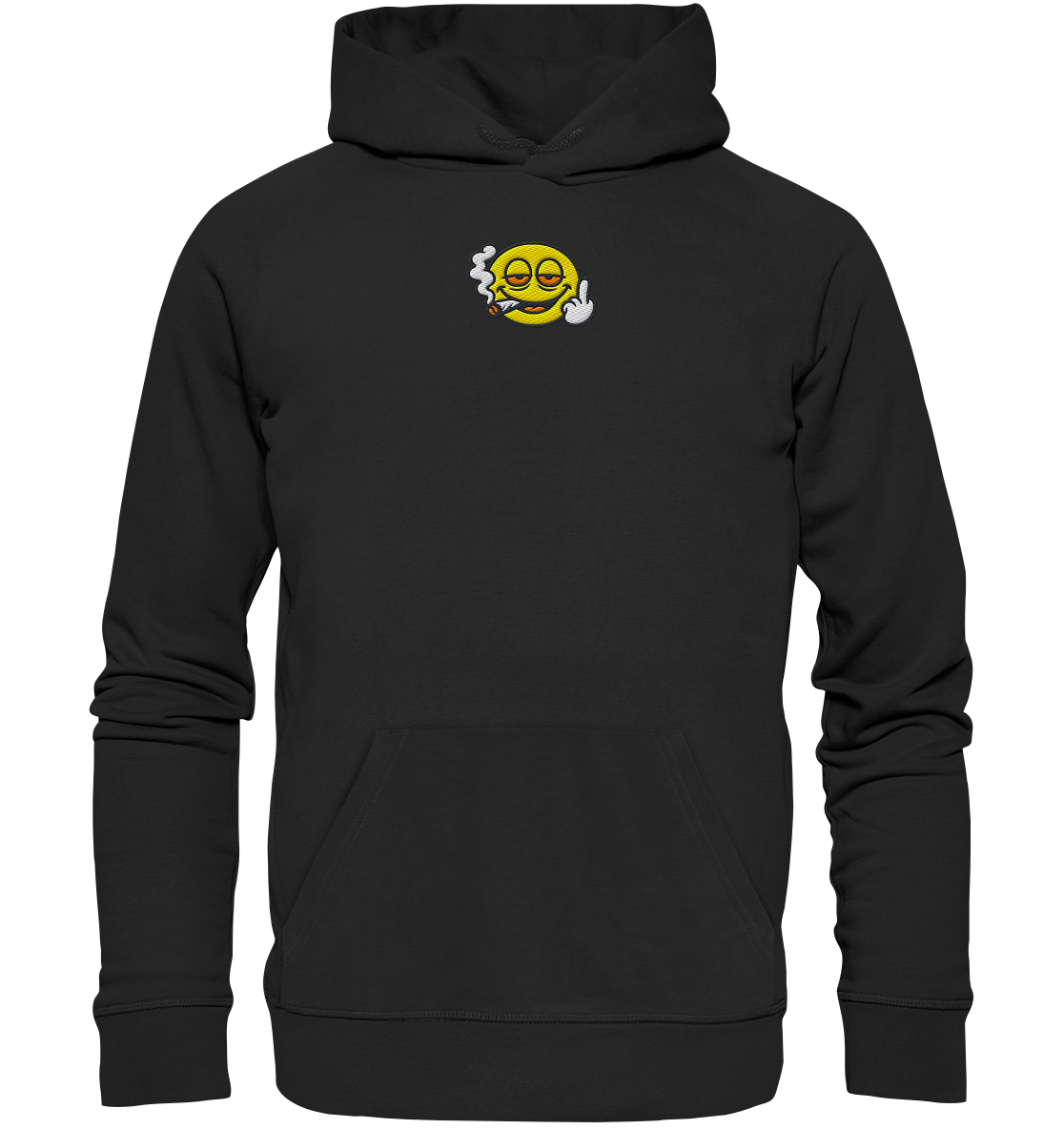 Smiley mit Mittelfinger – Wie ein Joint, nur zum Anziehen - Organic Hoodie (Stick)