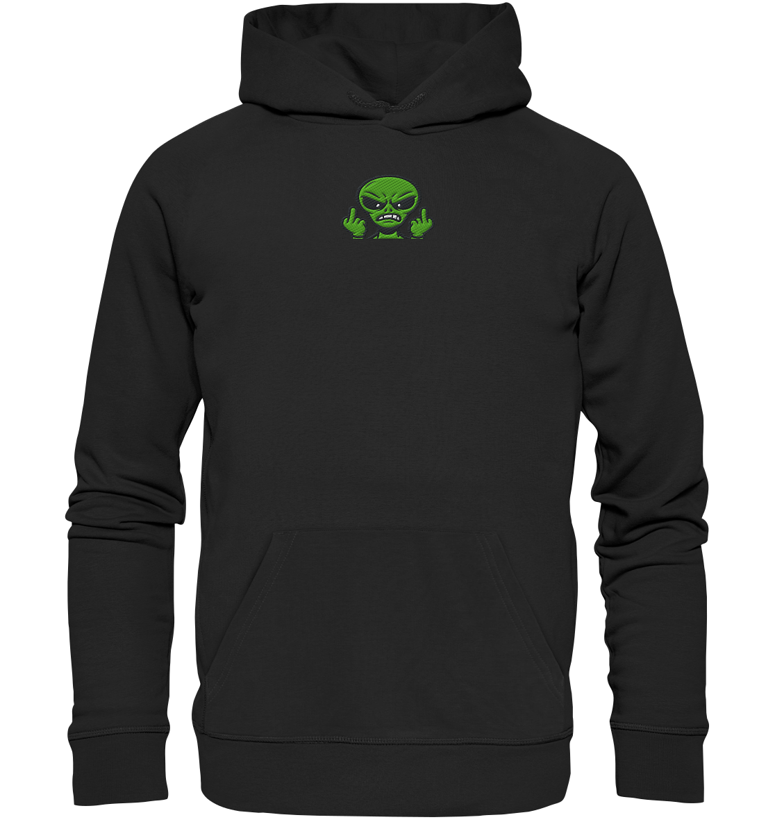 Alien mit Mittelfinger – Kontakt abgebrochen - Organic Hoodie (Stick)