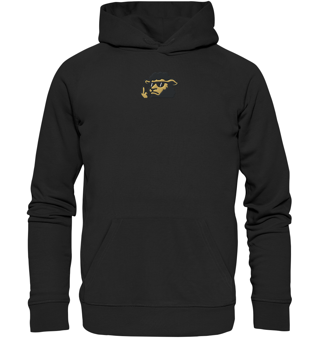 Schwarzes Schaf mit Mittelfinger – Lieber auffallen als mitlaufen - Organic Hoodie (Stick)