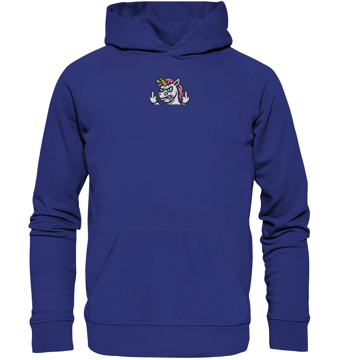 Einhorn mit Mittelfinger – Sag’s mit dem Horn - Organic Hoodie (Stick)