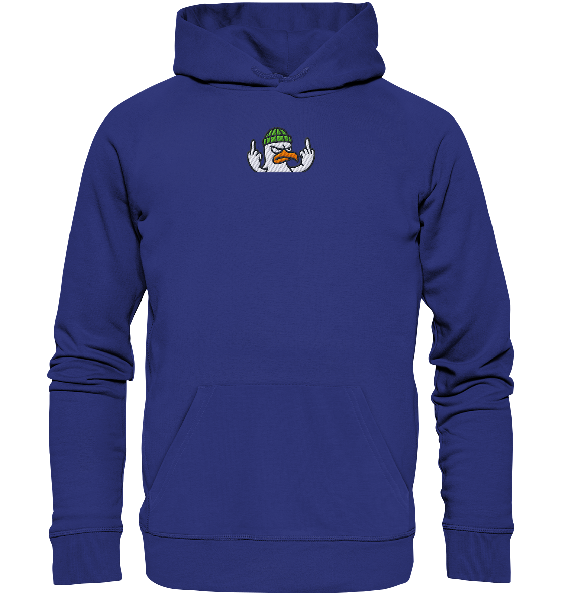 Möwe mit Mittelfinger – Kein Bock, keine Diskussionen - Organic Hoodie (Stick)