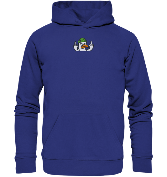 Möwe mit Mittelfinger – Kein Bock, keine Diskussionen - Organic Hoodie (Stick)