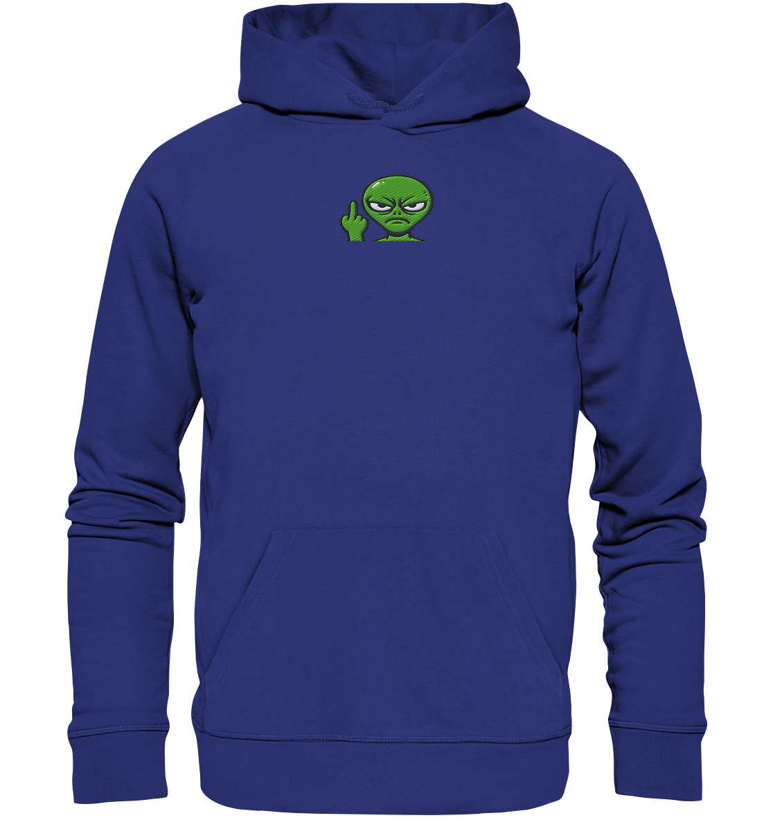 Alien mit Mittelfinger – Erdleben ist kein Ponyhof - Organic Hoodie (Stick)