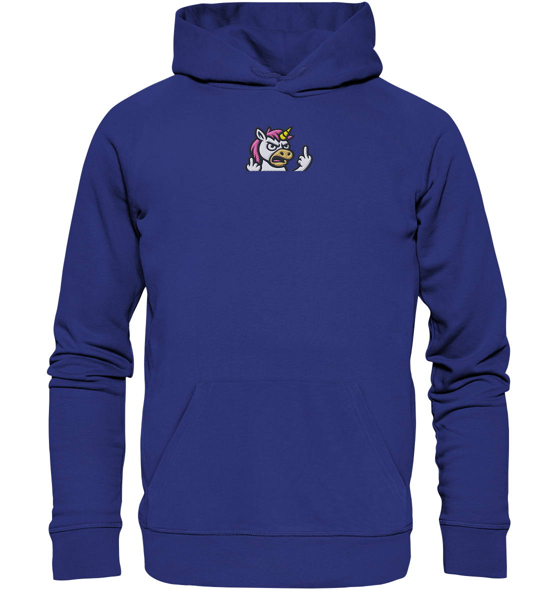 Einhorn mit Mittelfinger – Wenn die Zuckerwatte abgelaufen ist - Organic Hoodie (Stick)