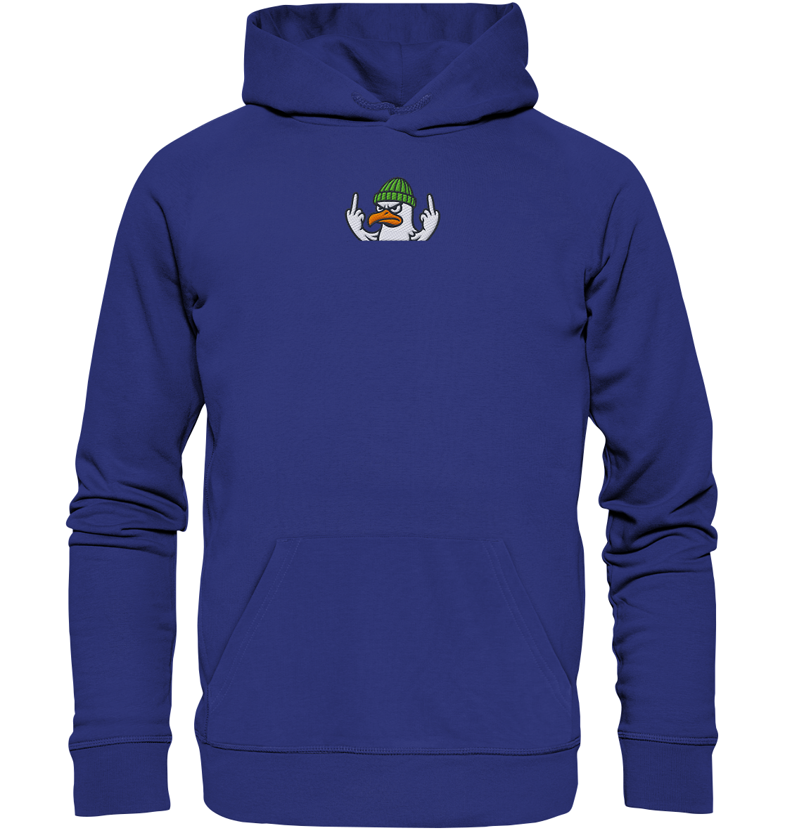Möwe mit Mittelfinger – Vogel zeigen, Stil behalten - Organic Hoodie (Stick)