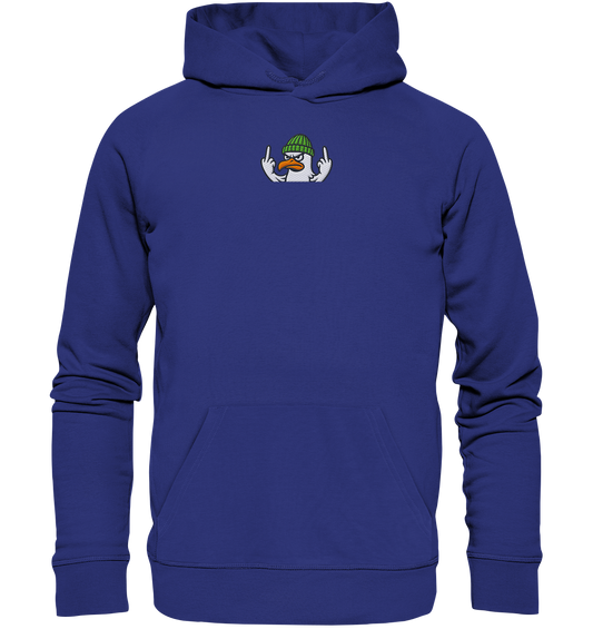Möwe mit Mittelfinger – Vogel zeigen, Stil behalten - Organic Hoodie (Stick)