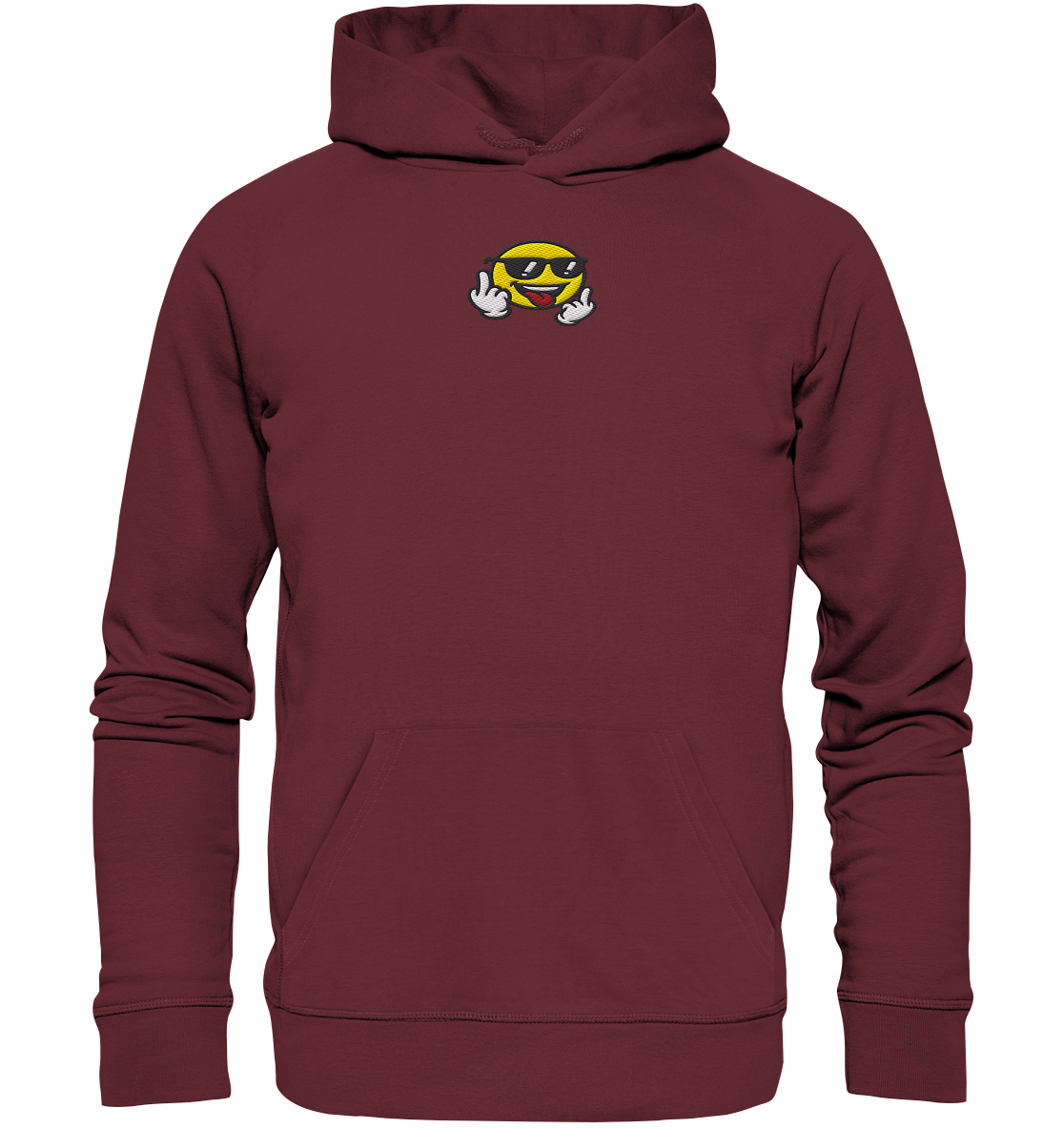 Smiley mit Mittelfinger – Der freundlichste Mittelfinger der Welt - Organic Hoodie (Stick)