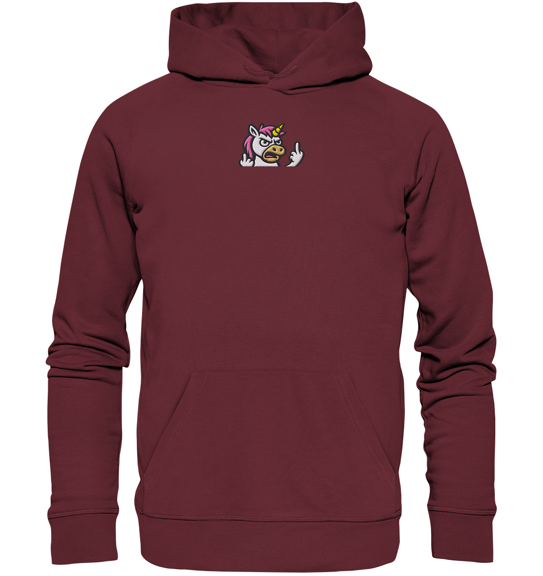Einhorn mit Mittelfinger – Wenn die Zuckerwatte abgelaufen ist - Organic Hoodie (Stick)