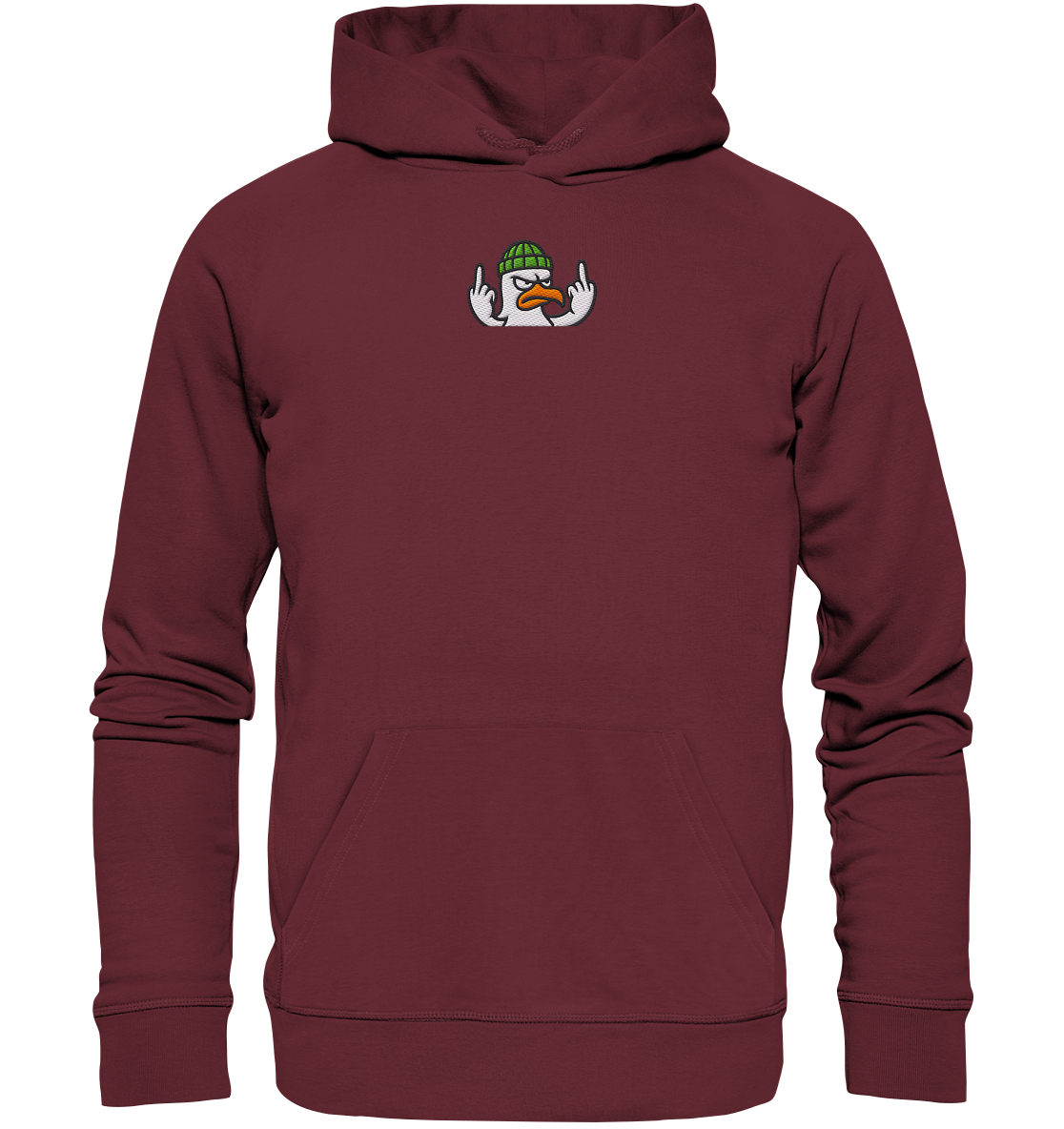 Möwe mit Mittelfinger – Kein Bock, keine Diskussionen - Organic Hoodie (Stick)