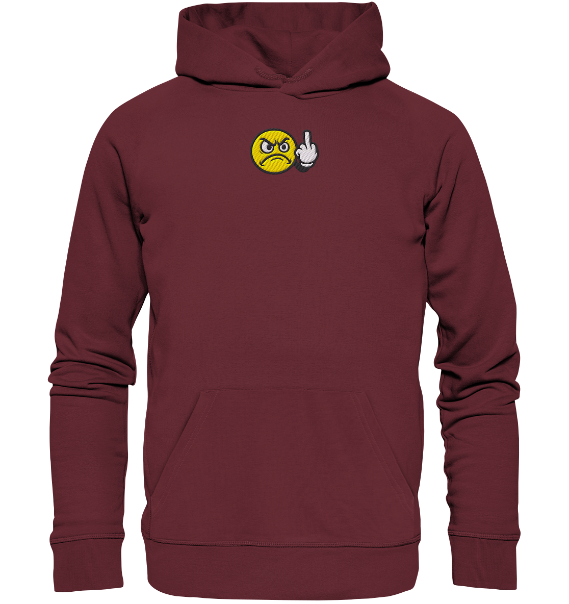 Smiley mit Mittelfinger – Dein stilles „Nope“ mit Gesicht - Organic Hoodie (Stick)