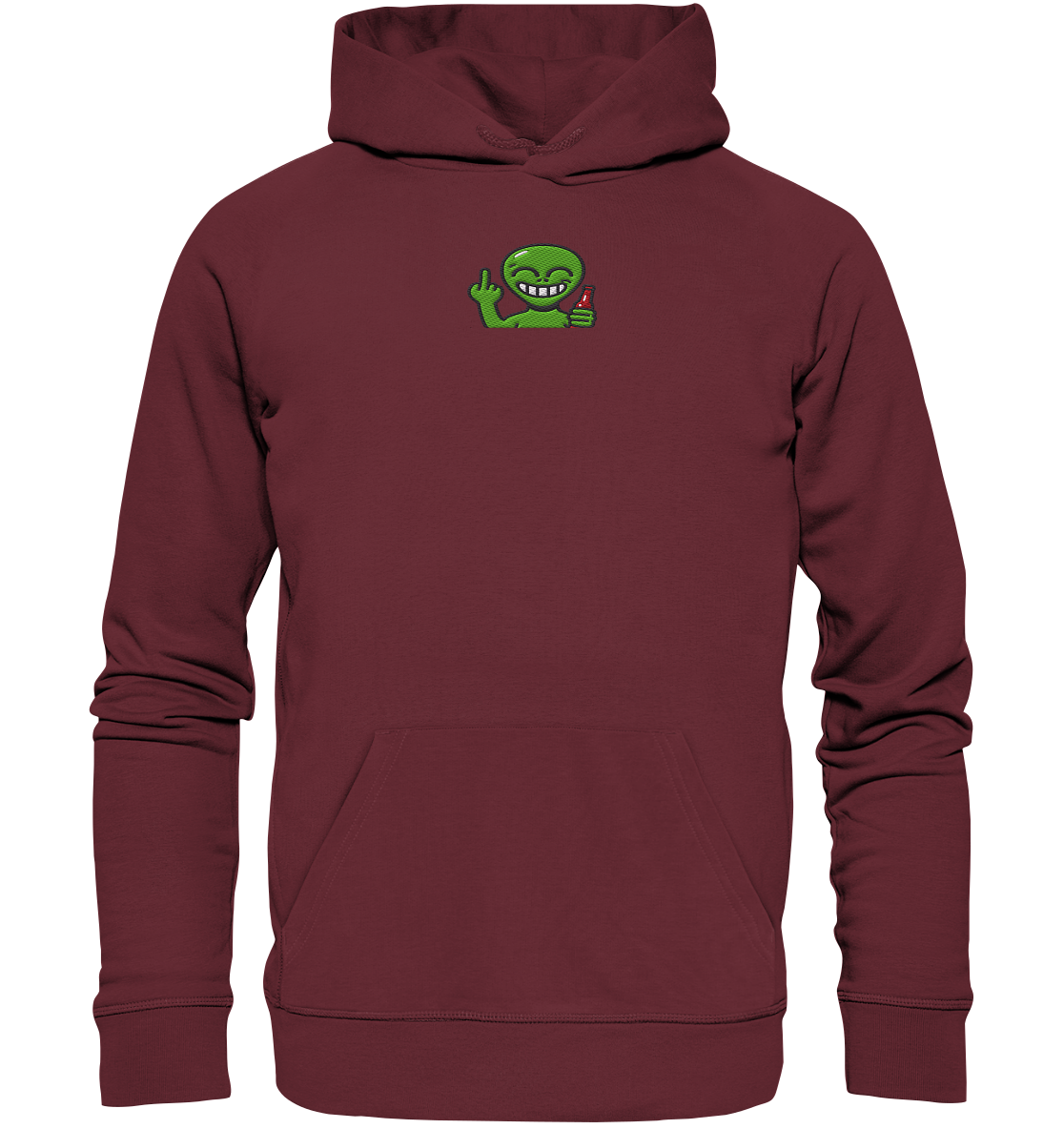 Alien mit Mittelfinger – Cosmic Party, irdischer Finger - Organic Hoodie (Stick)