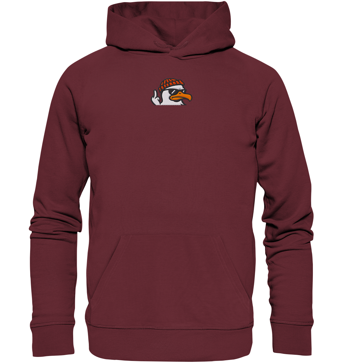 Möwe mit Mittelfinger – Klarstellung in Federform - Organic Hoodie (Stick)