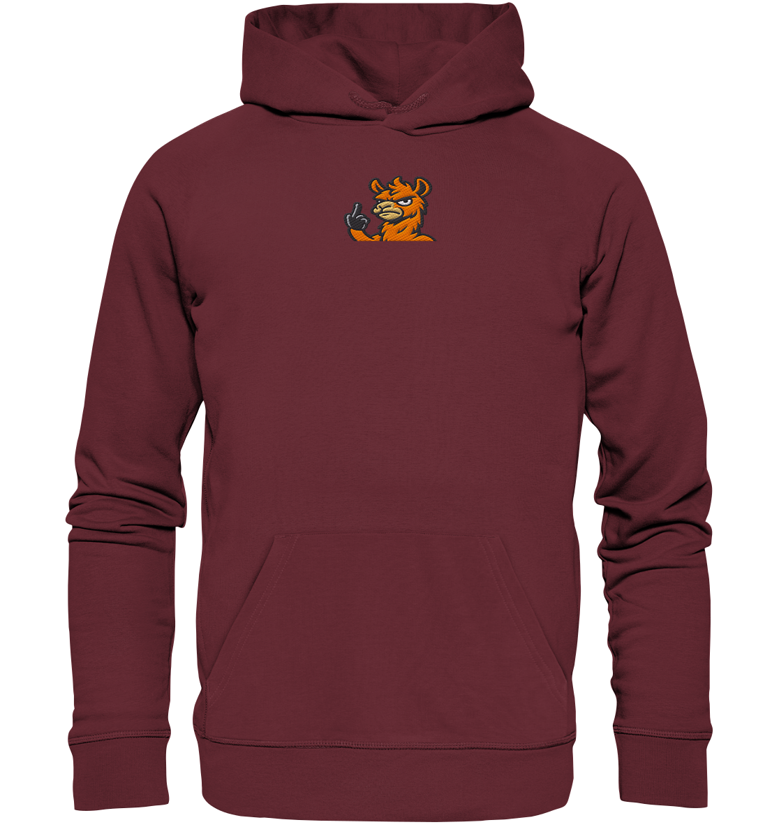 Lama mit Mittelfinger – Meditation auf Abwehrmodus - Organic Hoodie (Stick)