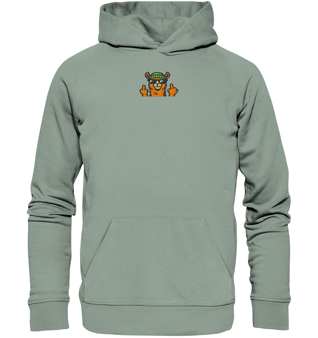 Lama mit Mittelfinger – Dein freches Statement gegen nervige Fragen und blöde Menschen - Organic Hoodie (Stick)