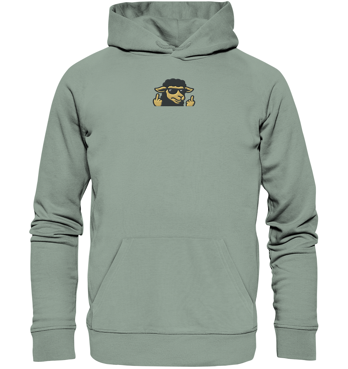Schwarzes Schaf mit Mittelfinger – Schluss mit Nettigkeit - Organic Hoodie (Stick)