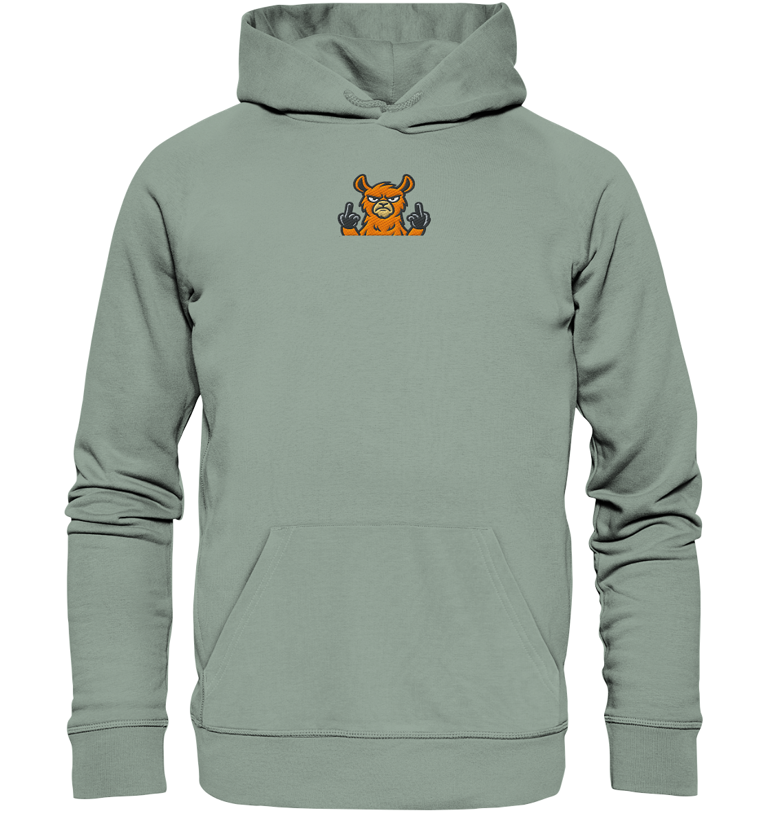 Lama mit Mittelfinger – Das Modeaccessoire für klare Kante und Ruhe - Organic Hoodie (Stick)