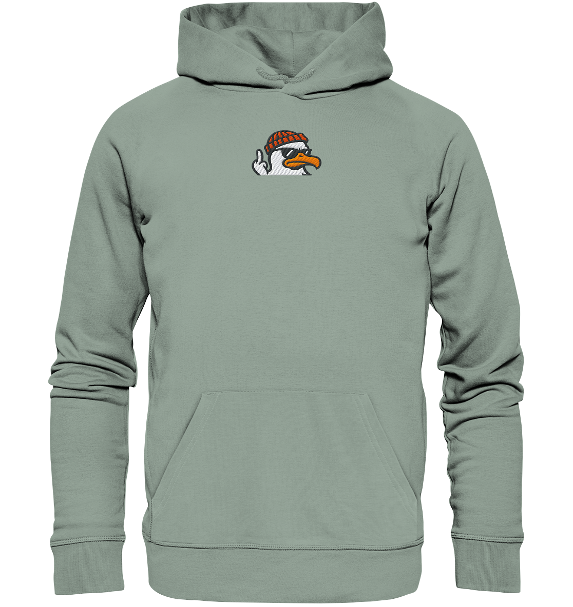 Möwe mit Mittelfinger – Klarstellung in Federform - Organic Hoodie (Stick)