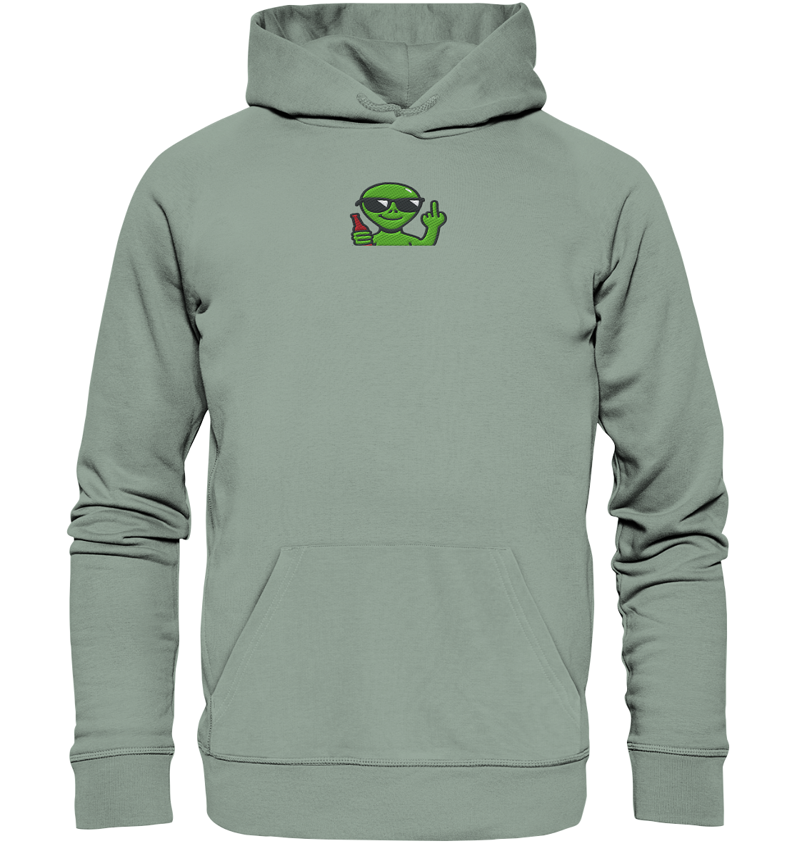 Alien mit Mittelfinger – Der Club gehört den Sternen - Organic Hoodie (Stick)