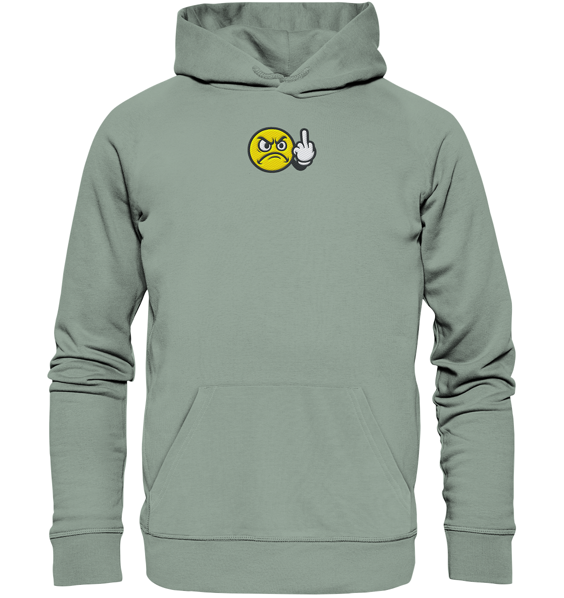 Smiley mit Mittelfinger – Dein stilles „Nope“ mit Gesicht - Organic Hoodie (Stick)