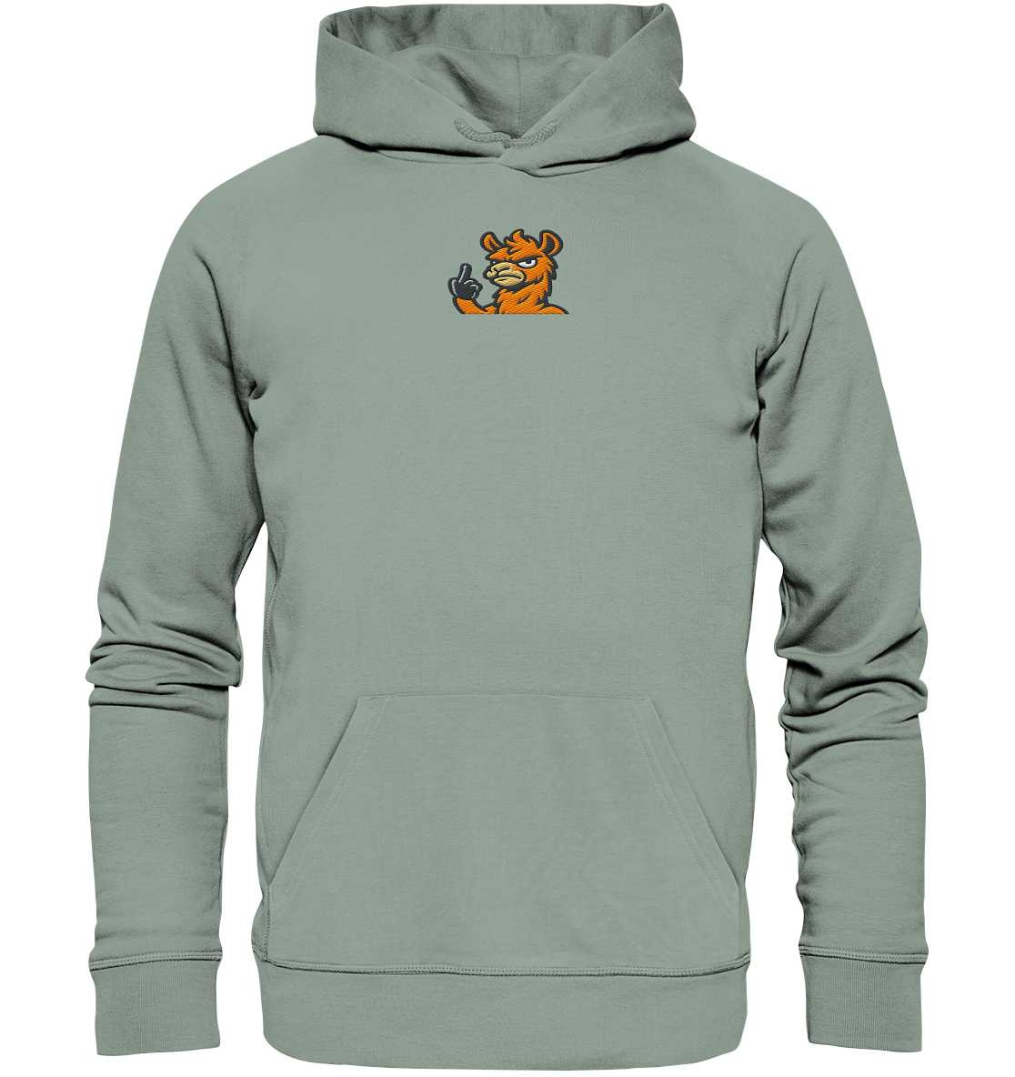 Lama mit Mittelfinger – Meditation auf Abwehrmodus - Organic Hoodie (Stick)