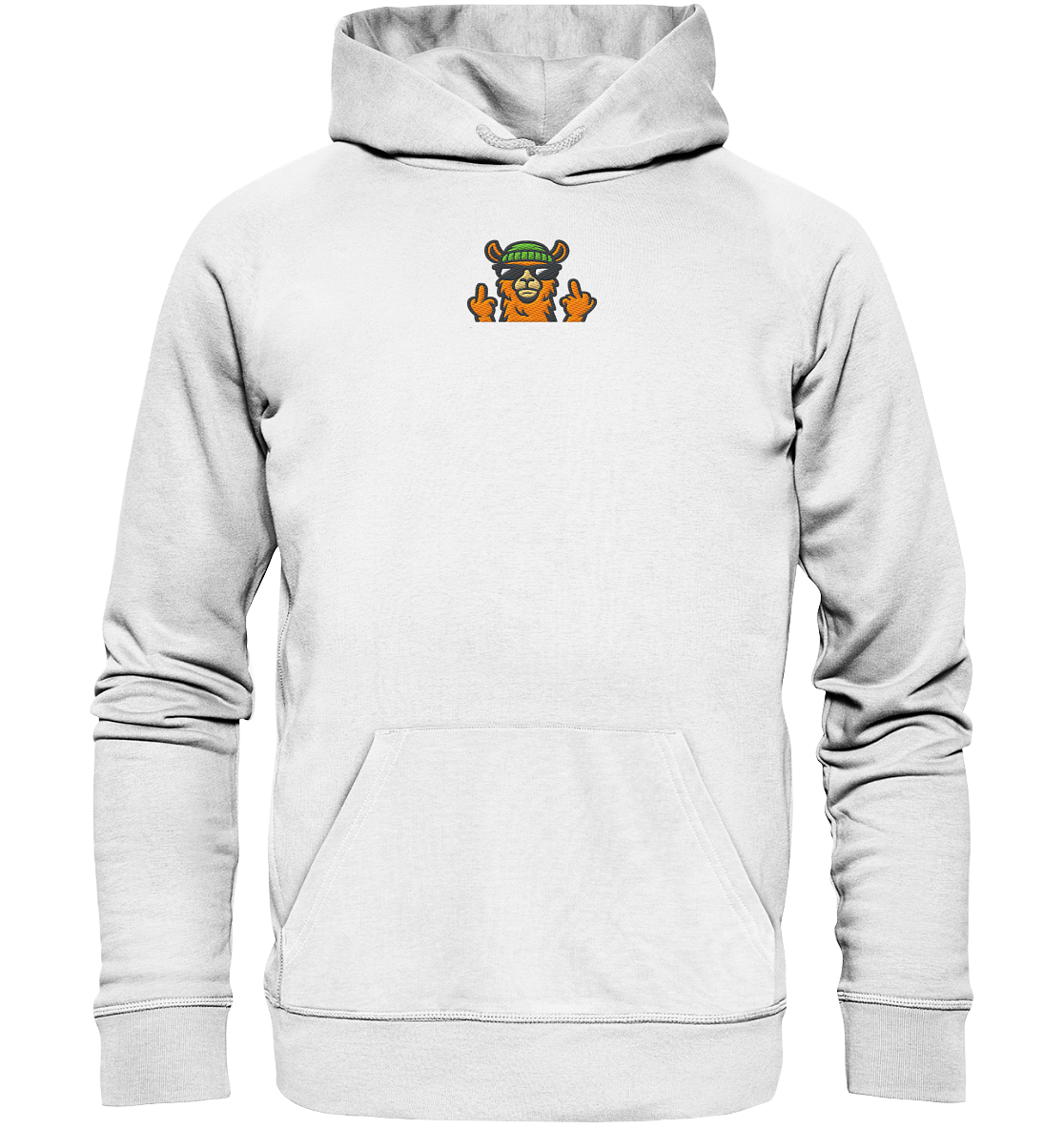 Lama mit Mittelfinger – Dein freches Statement gegen nervige Fragen und blöde Menschen - Organic Hoodie (Stick)