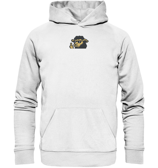 Schwarzes Schaf mit Mittelfinger – Lieber auffallen als mitlaufen - Organic Hoodie (Stick)
